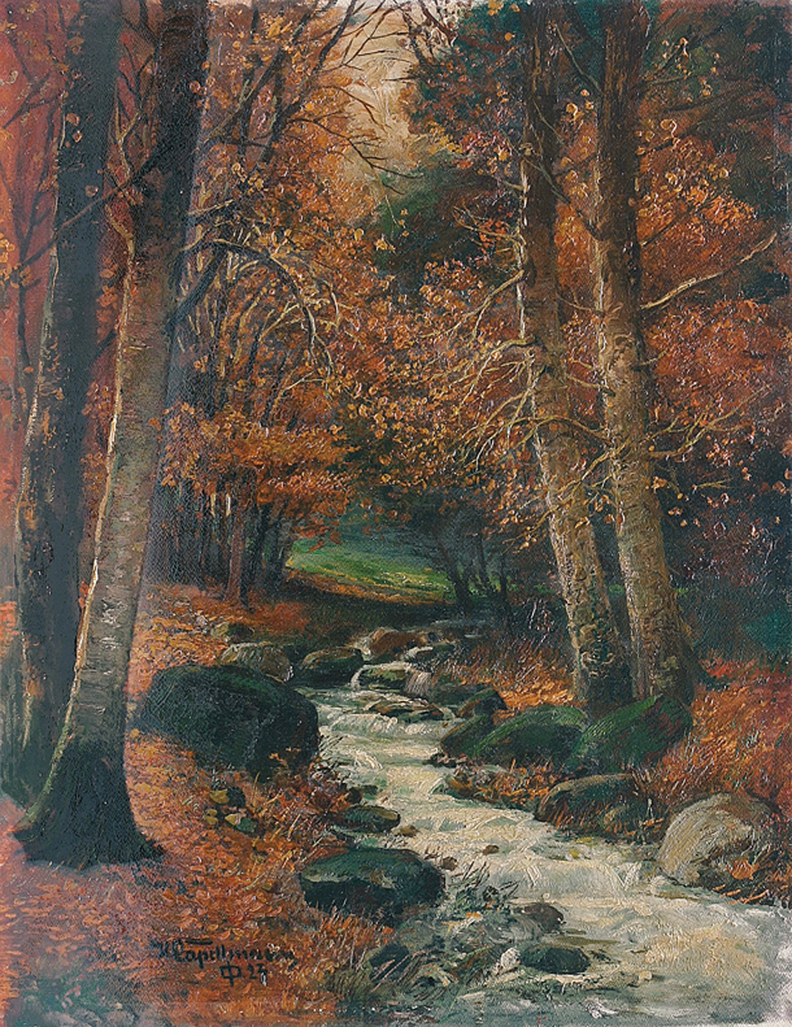 A brook in a forest in autumn time