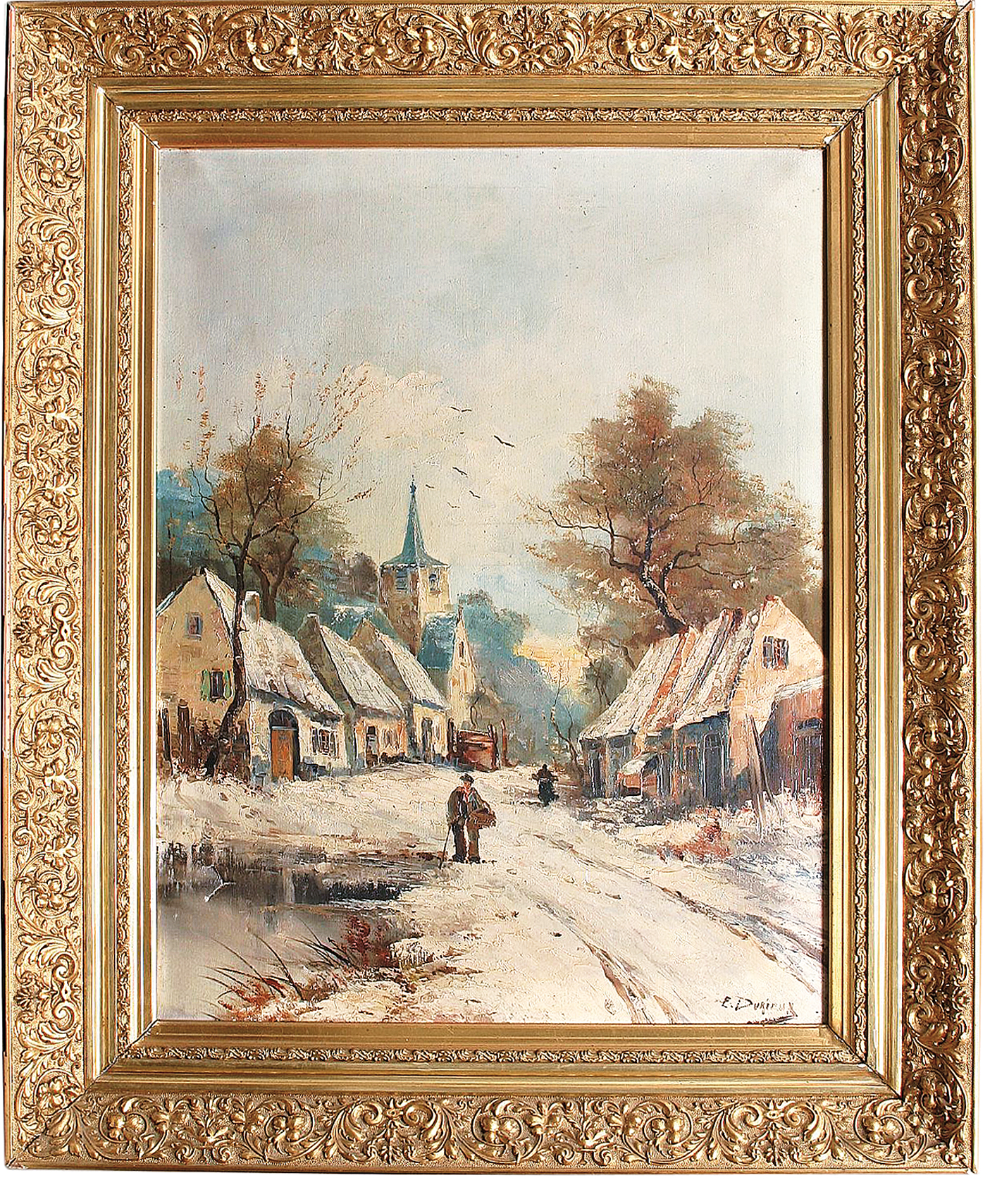 "Herbst im Dorf" und "Winter im Dorf"   -   Ein Paar Gemälde - Bild 2