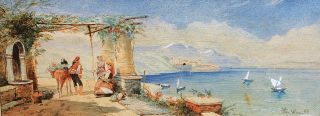 A South Italian Coastal View with Figures