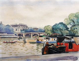 A view of the river Seine with boats