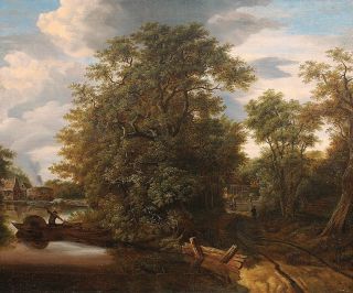 A wooded River Landscape with Figures