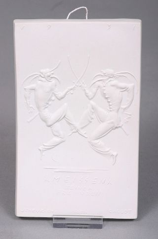 A commemorative plate in biscuit porcelain