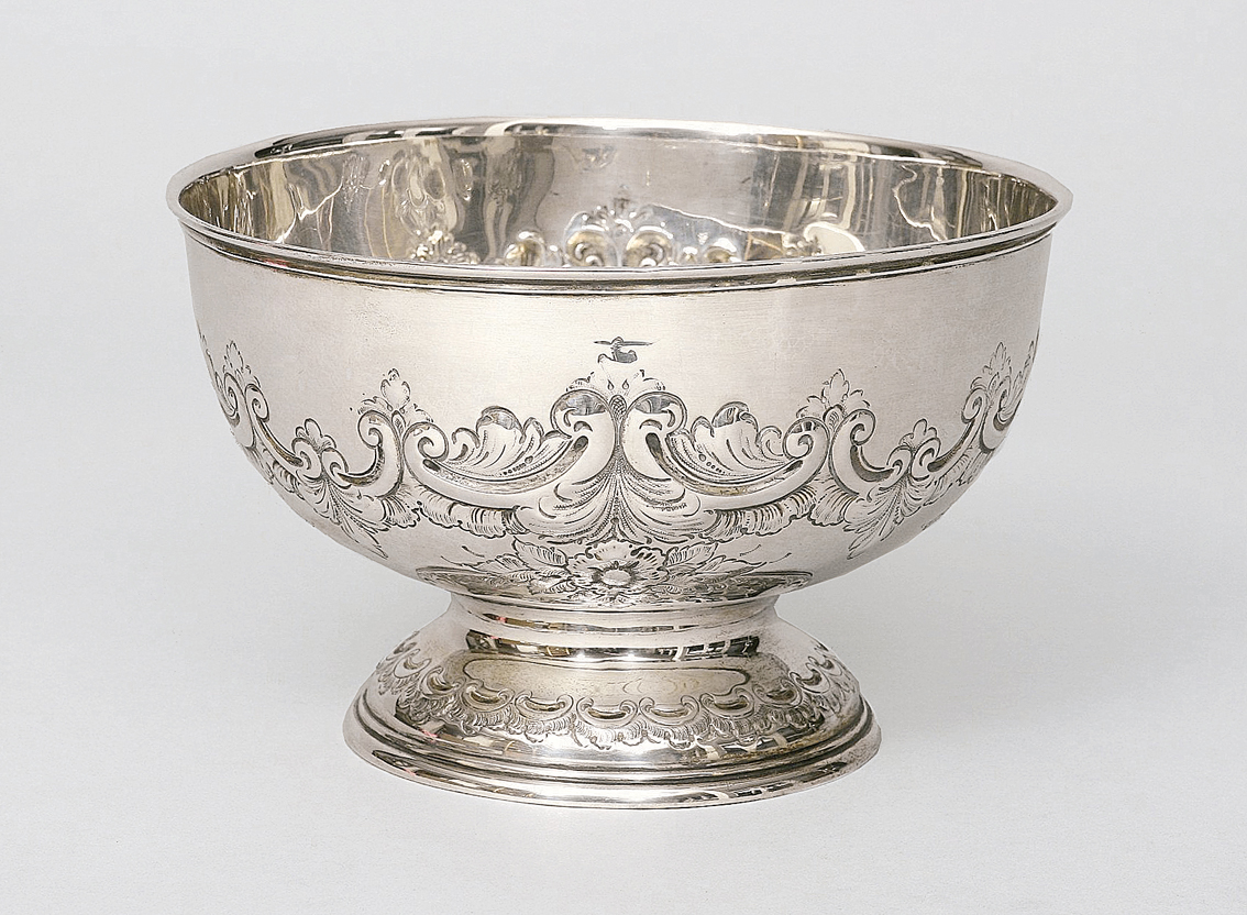 A large English Victorian bowl with floral ornaments