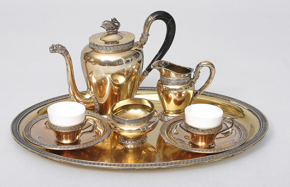 A small mocca service with Empire decoration