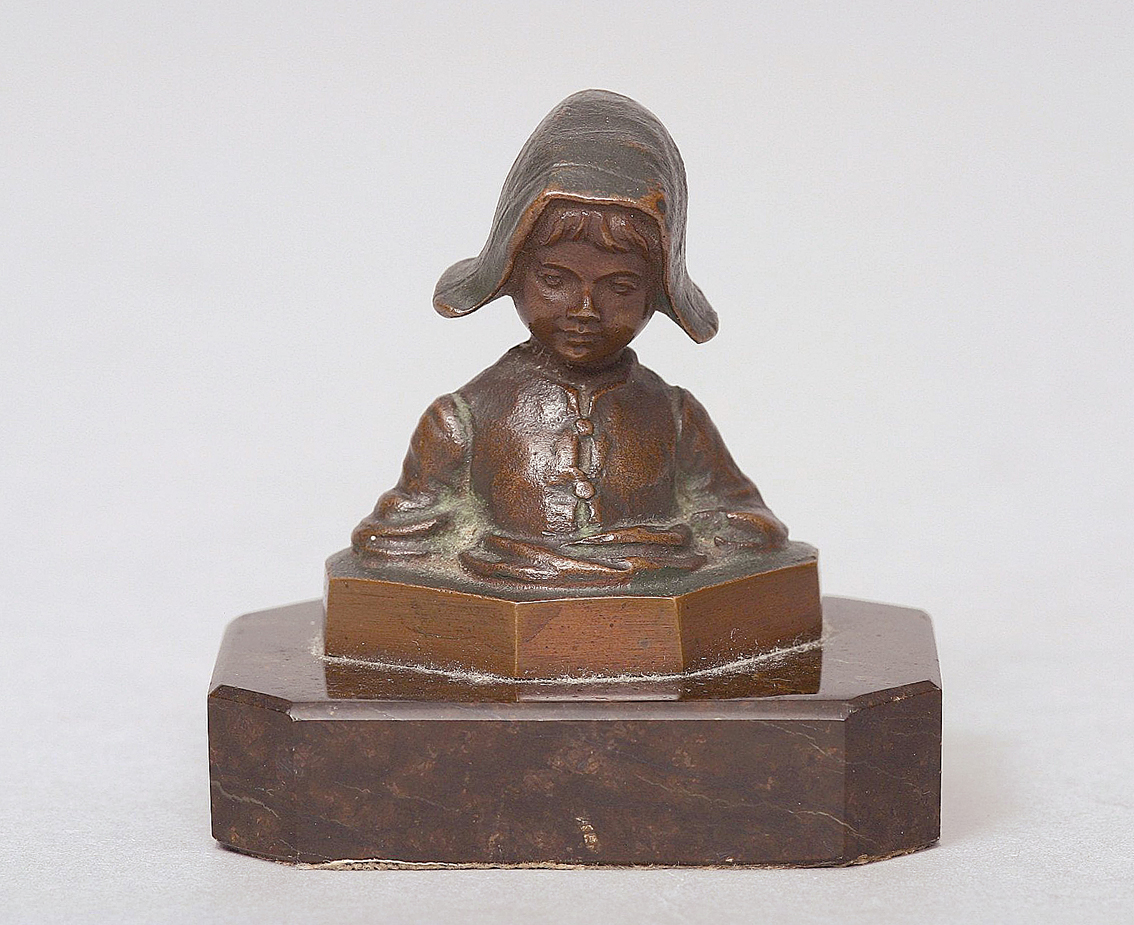 A miniature bronze bust 'young girl'