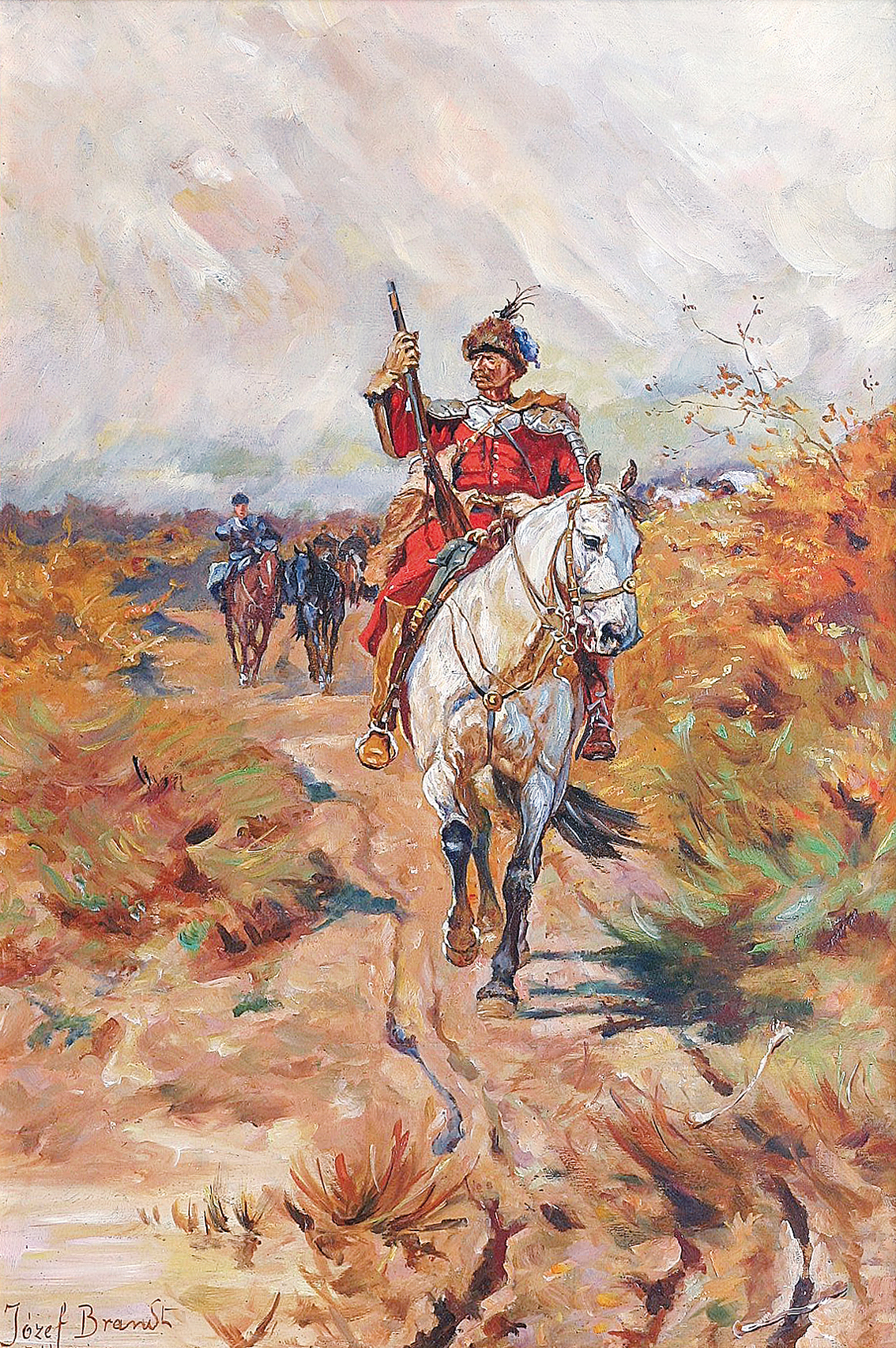 A Cossack general on horseback in a wild landscape