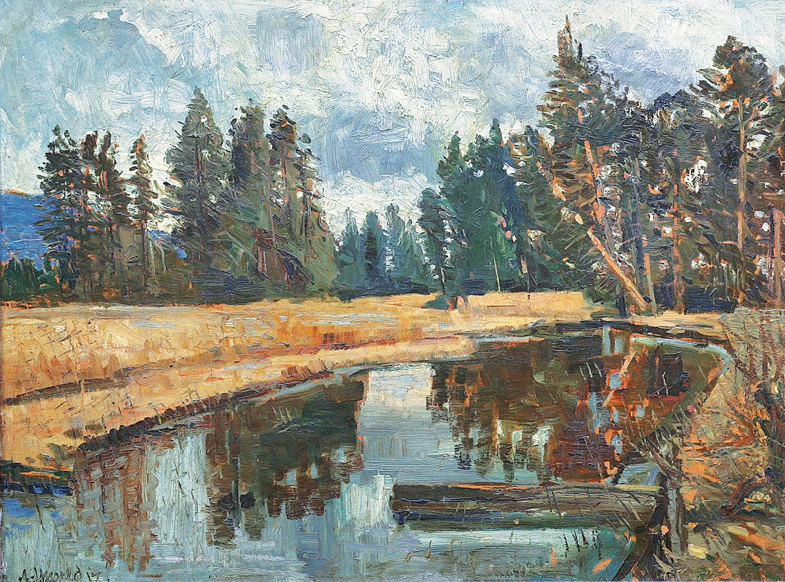 Landschaft mit Teich