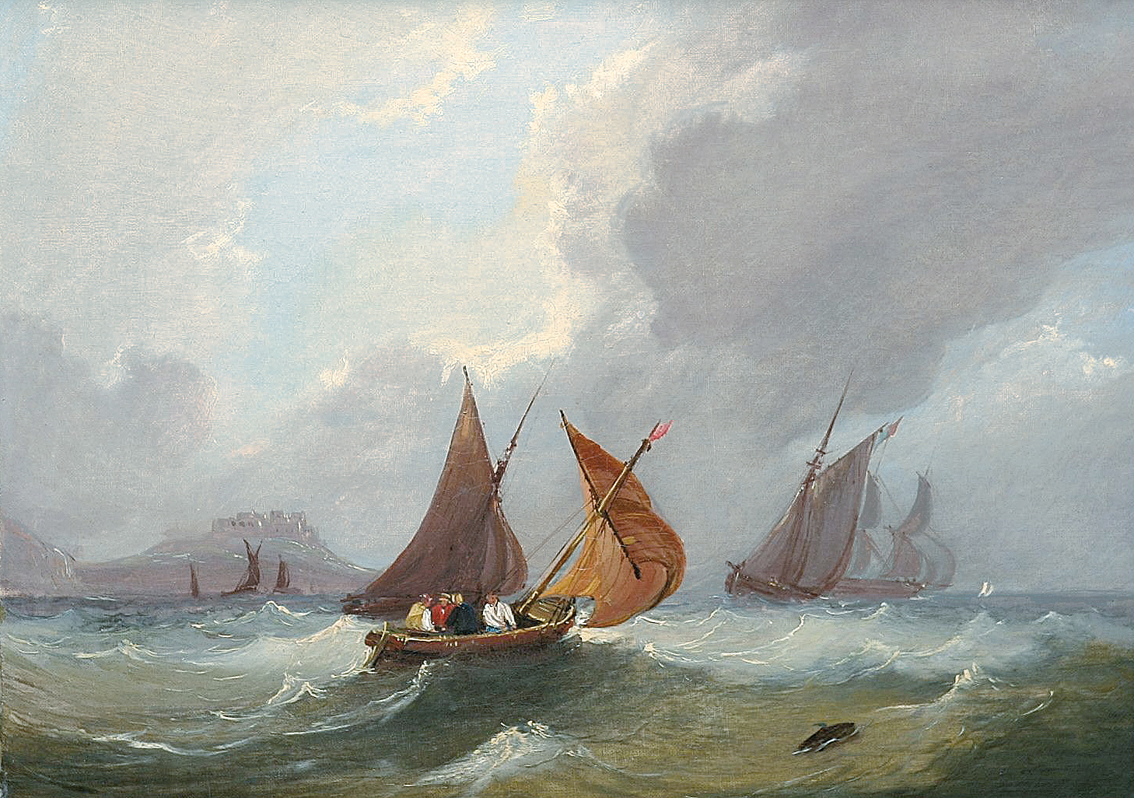 Schiffe bei abflauendem Sturm vor der Küste