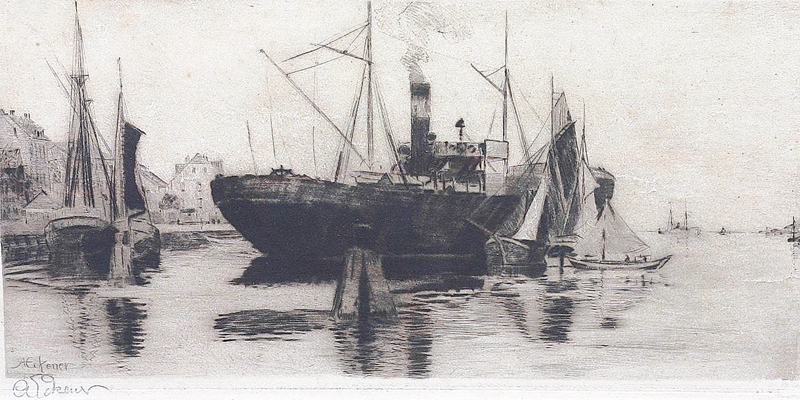 Steamer in the harbour in Flensburg