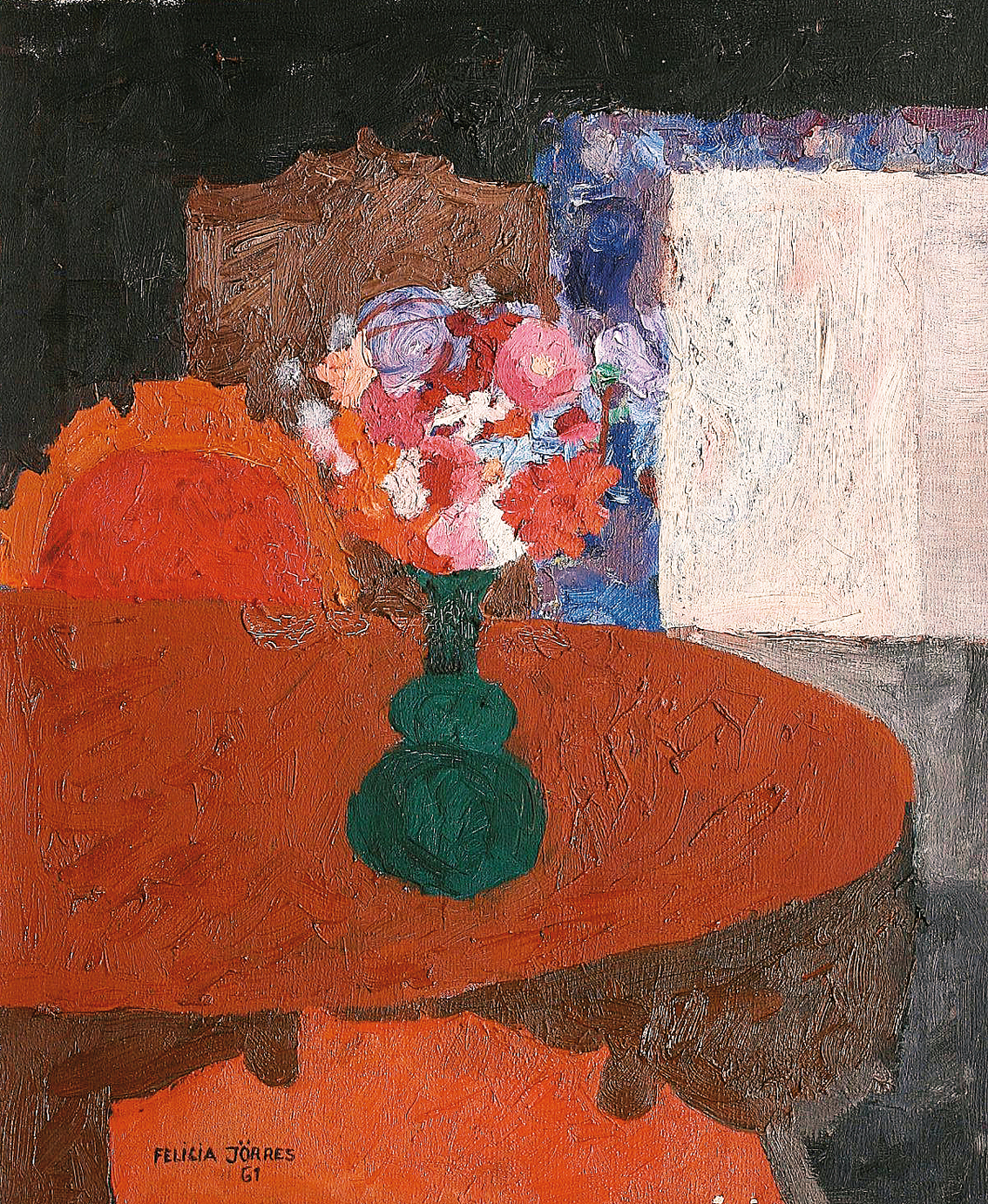 Flowers in a green vase