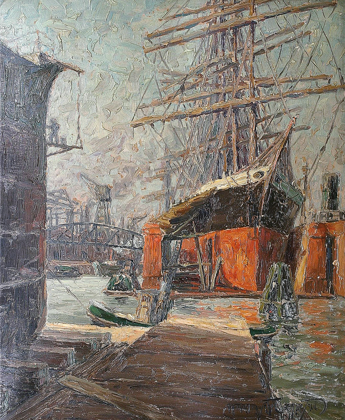 Viermaster im Dock (Reiherstiegwerke Hamburg)