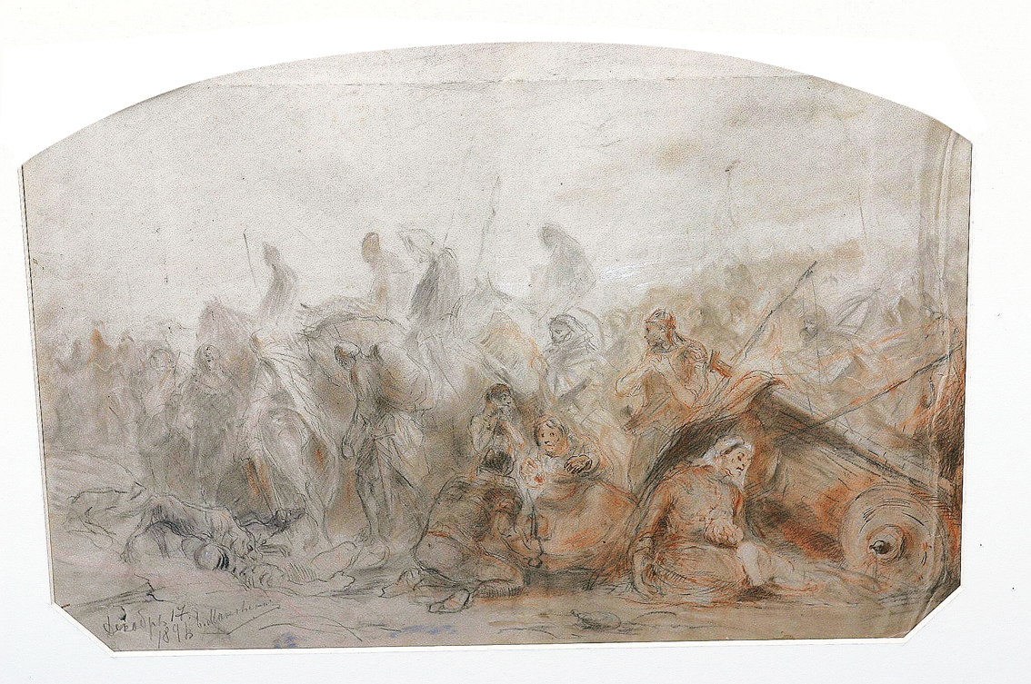 A Battle scene on horseback, 1896