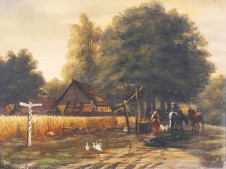 A rural landscape with horsemen