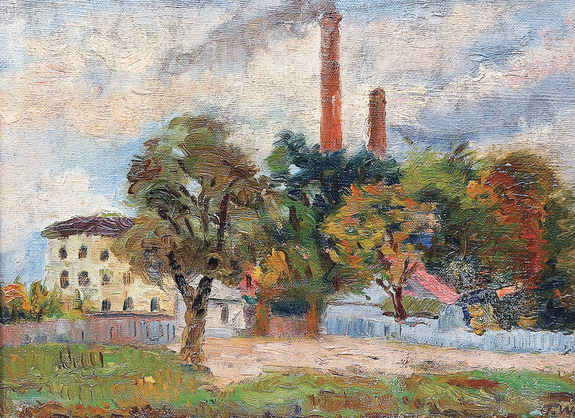 A landscape with a factory