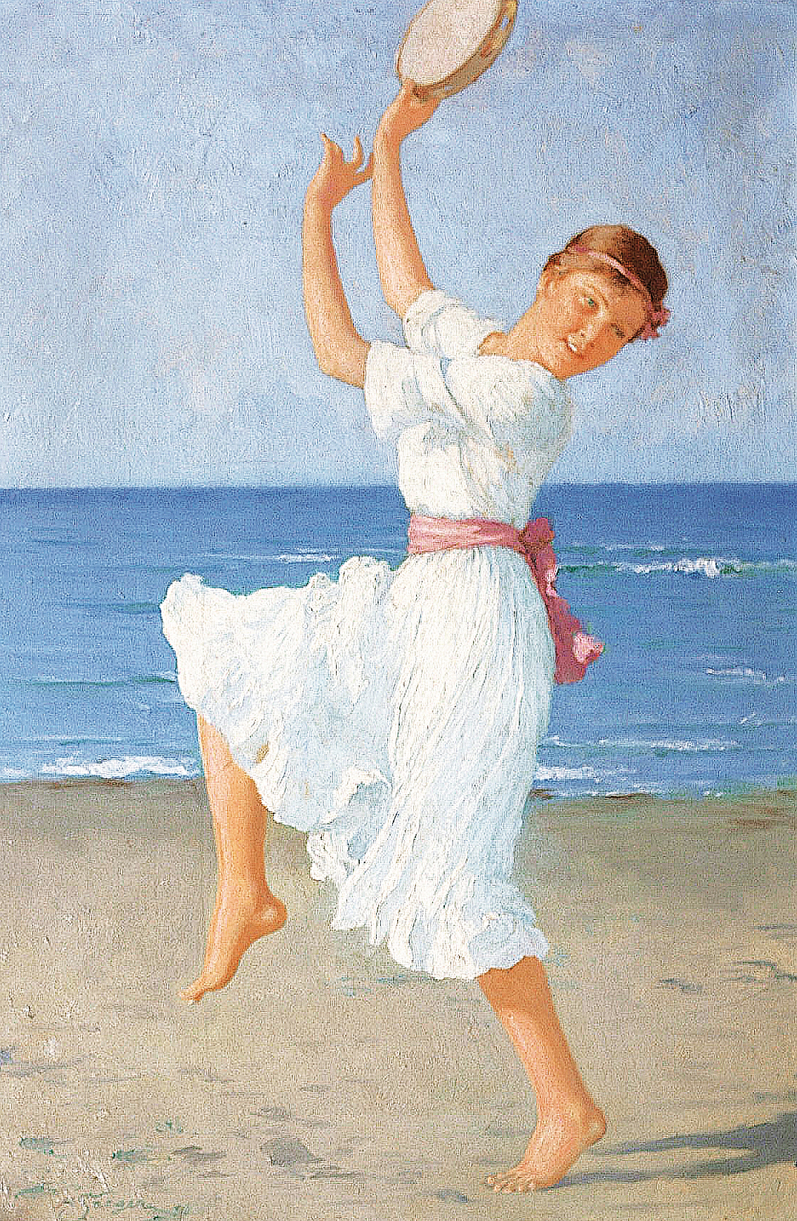 A tambourine dancer at the shore