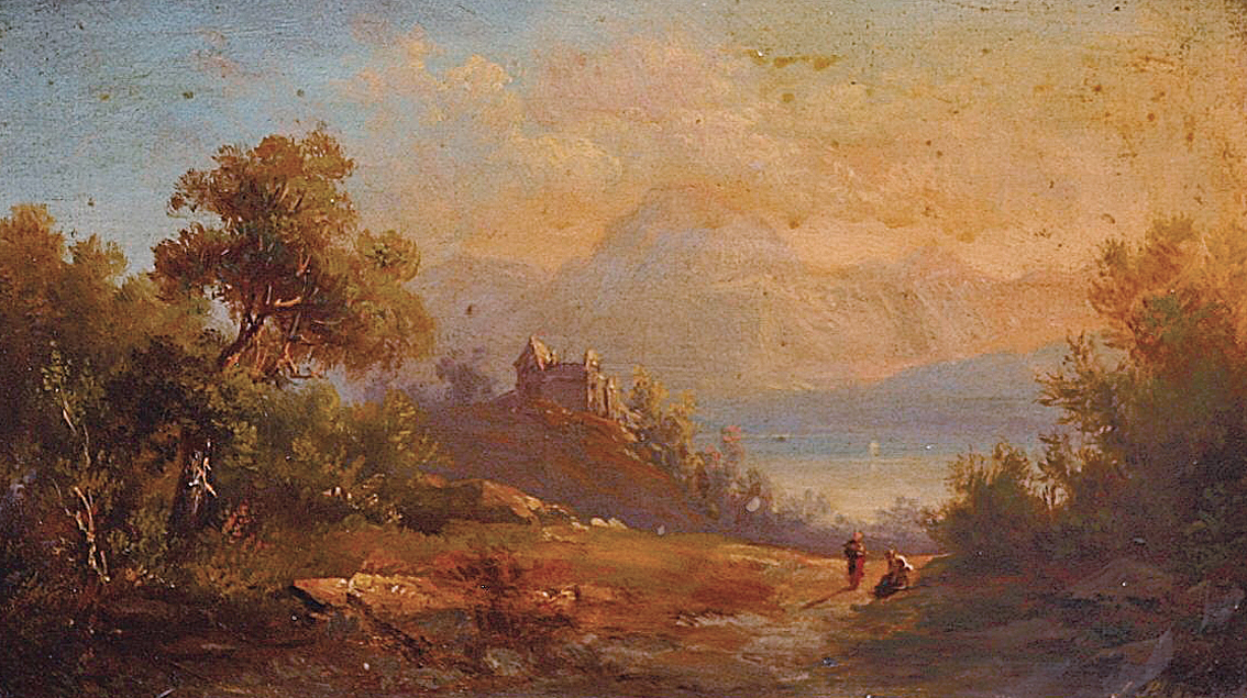 A castle in a mountainous landscape