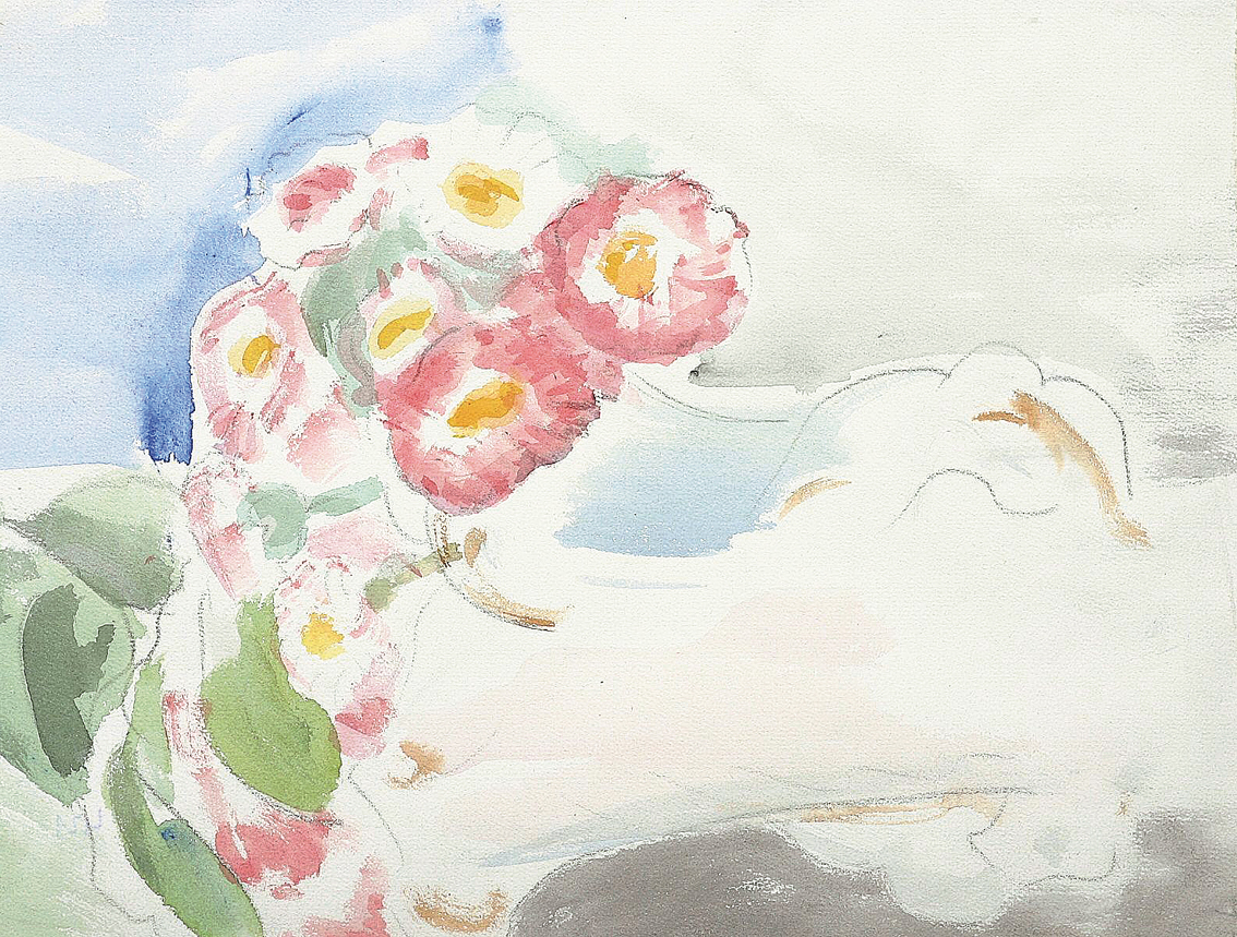 Zwei Aquarelle: Sardinien und Rosa Blüten