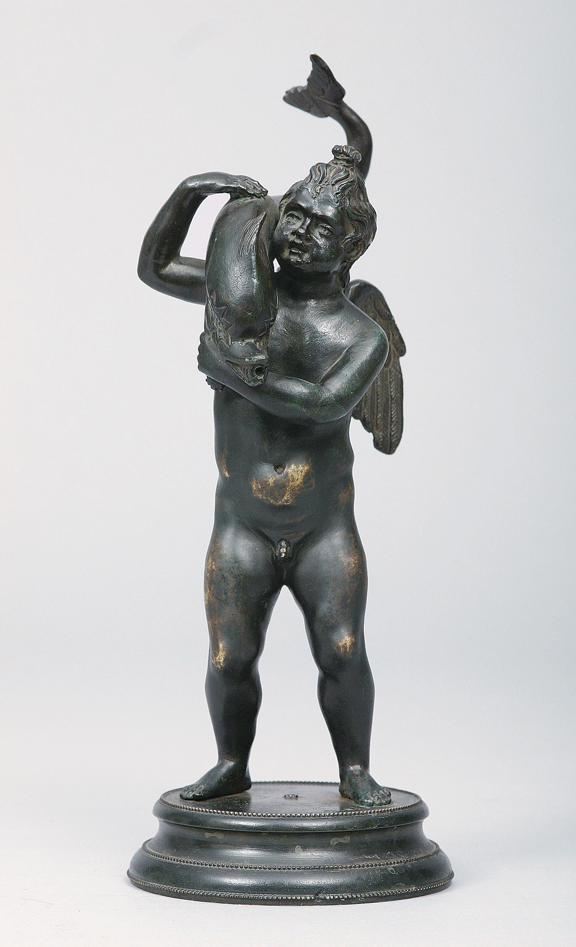 Italienische Spätrenaissanc-Figur 'Putto mit Delphin' als Allegorie des Wassers