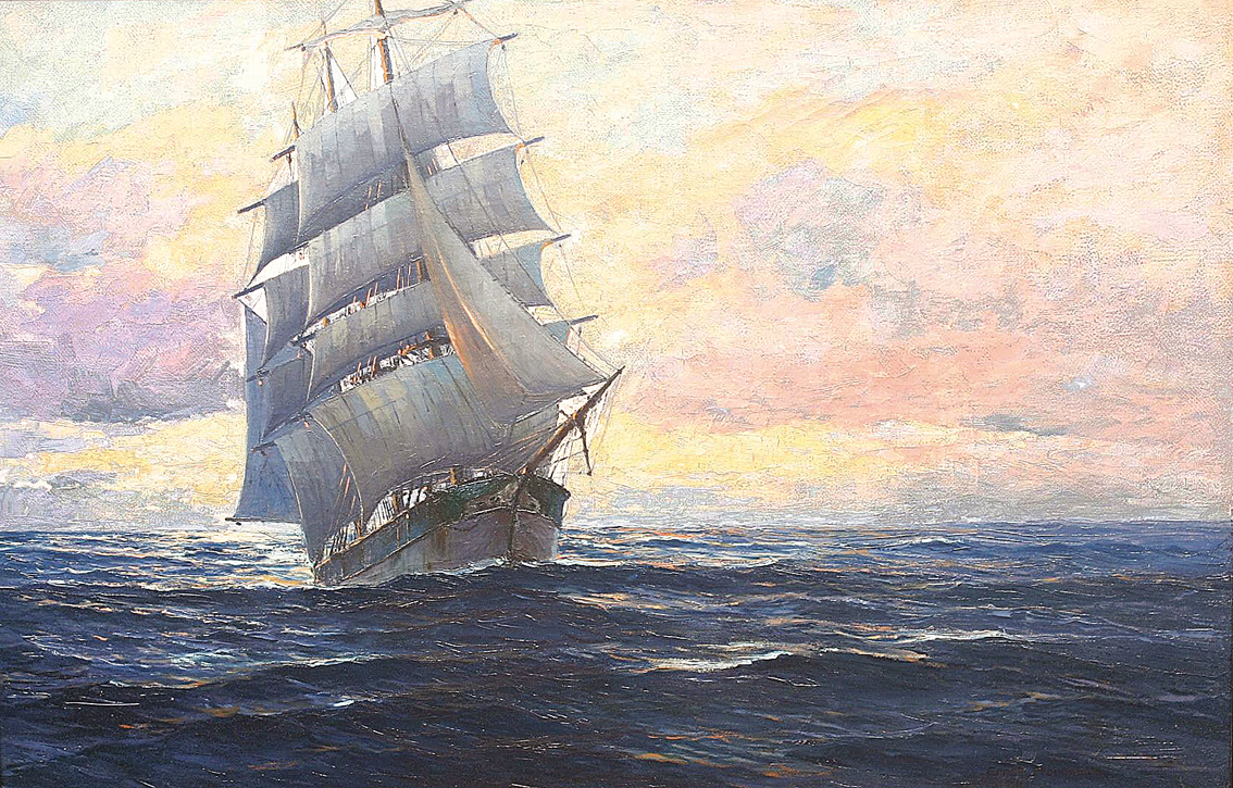 Ernst Frommhold - Dreimastbark im Gegenlicht Dreimastbark im Gegenlicht