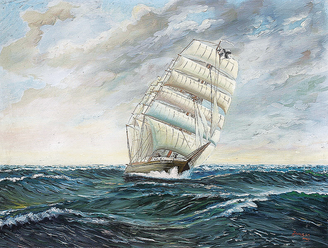 Count Luckner's famous 'Seeadler' sailing full Speed