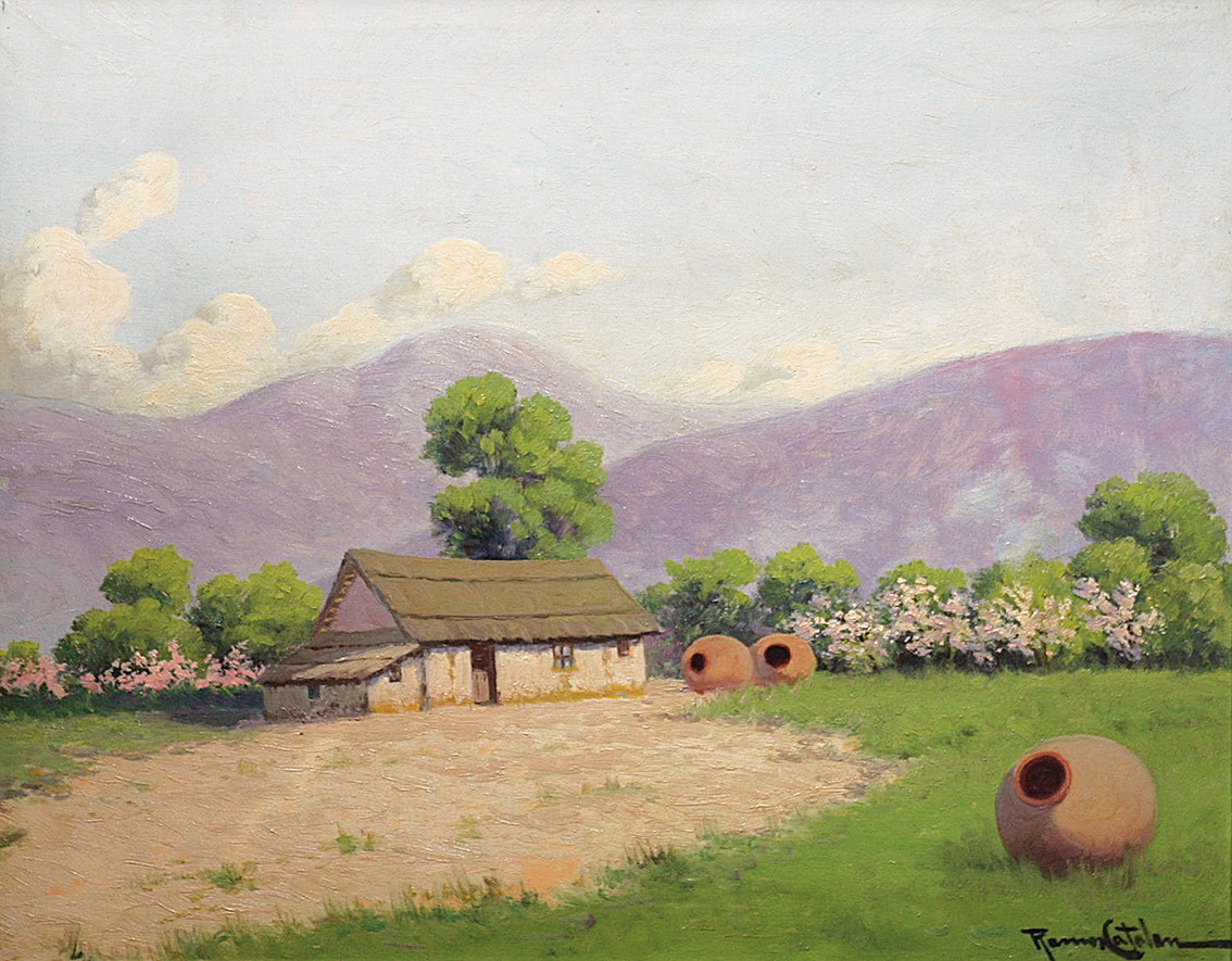 A Chilean landscape with fruit trees