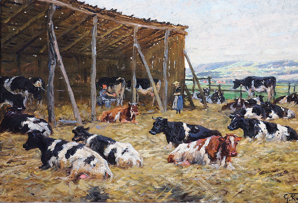 Cows in a hilly landscape
