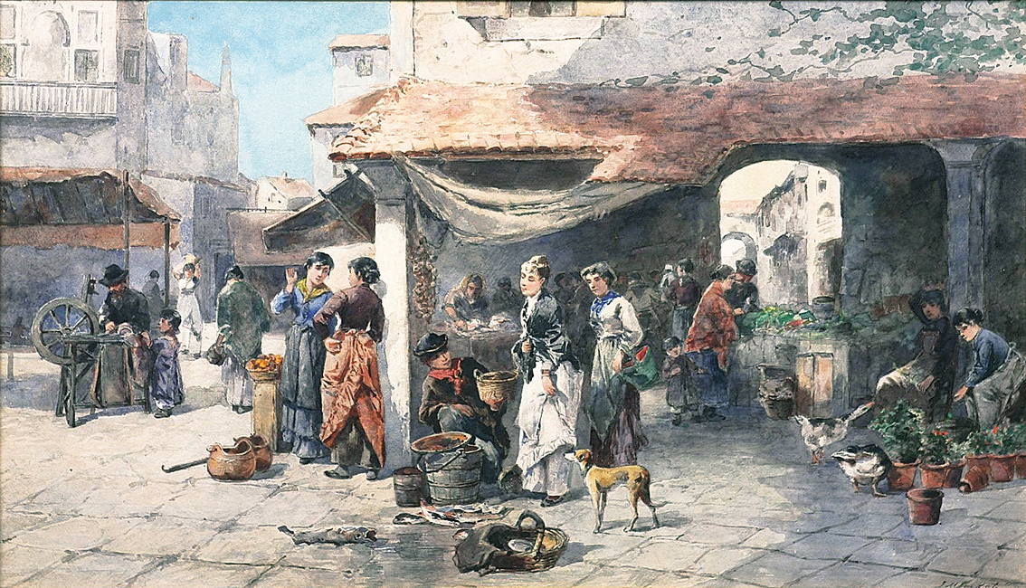 Junger Fischverkäufer auf einem Markt