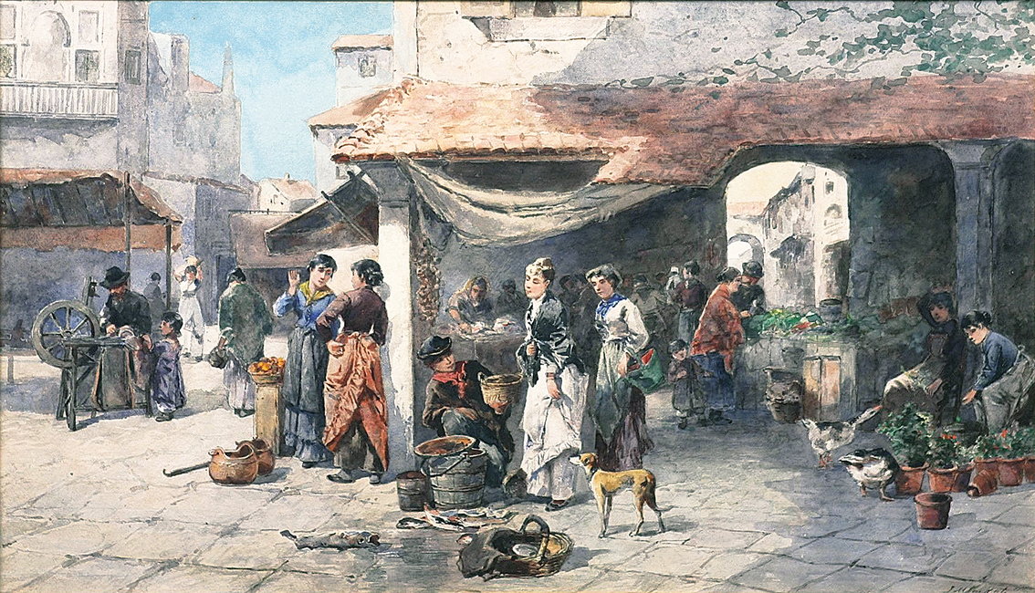 Johan Mari ten Kate, auch Mari ten Kate - Junger Fischverkäufer auf einem Markt Junger Fischverkäufer auf einem Markt