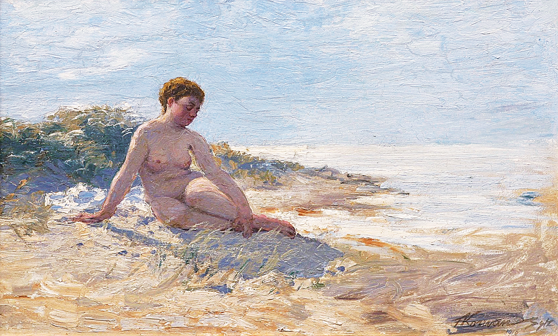 Sitzender Frauenakt am Strand von Sylt