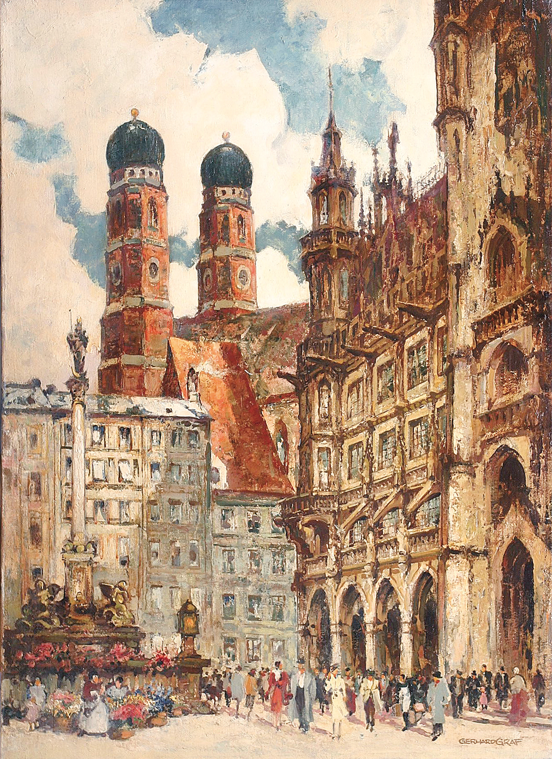 The church of our lady and the town hall in Munich