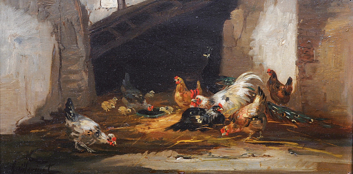 Poultry farms - a pair of paintings
