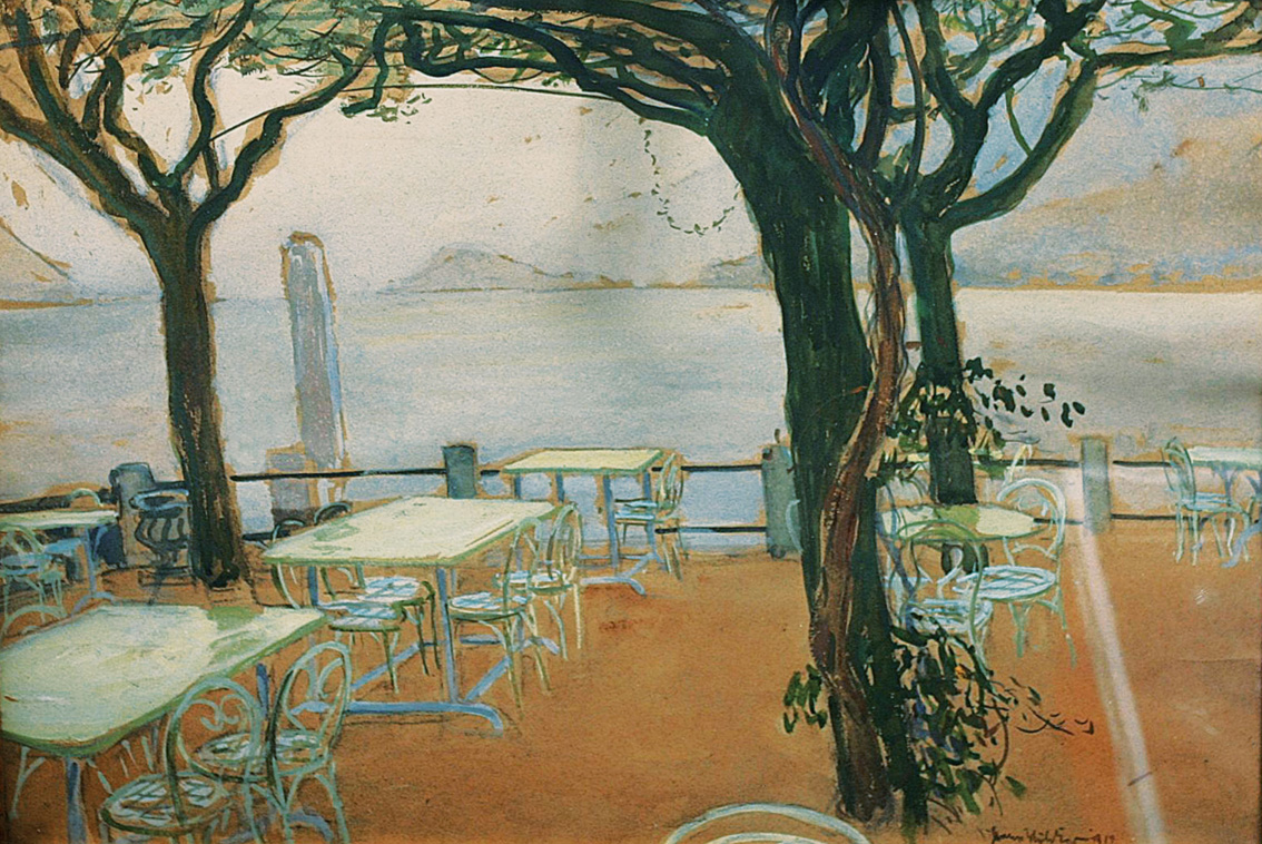 A café at the lake Geneva