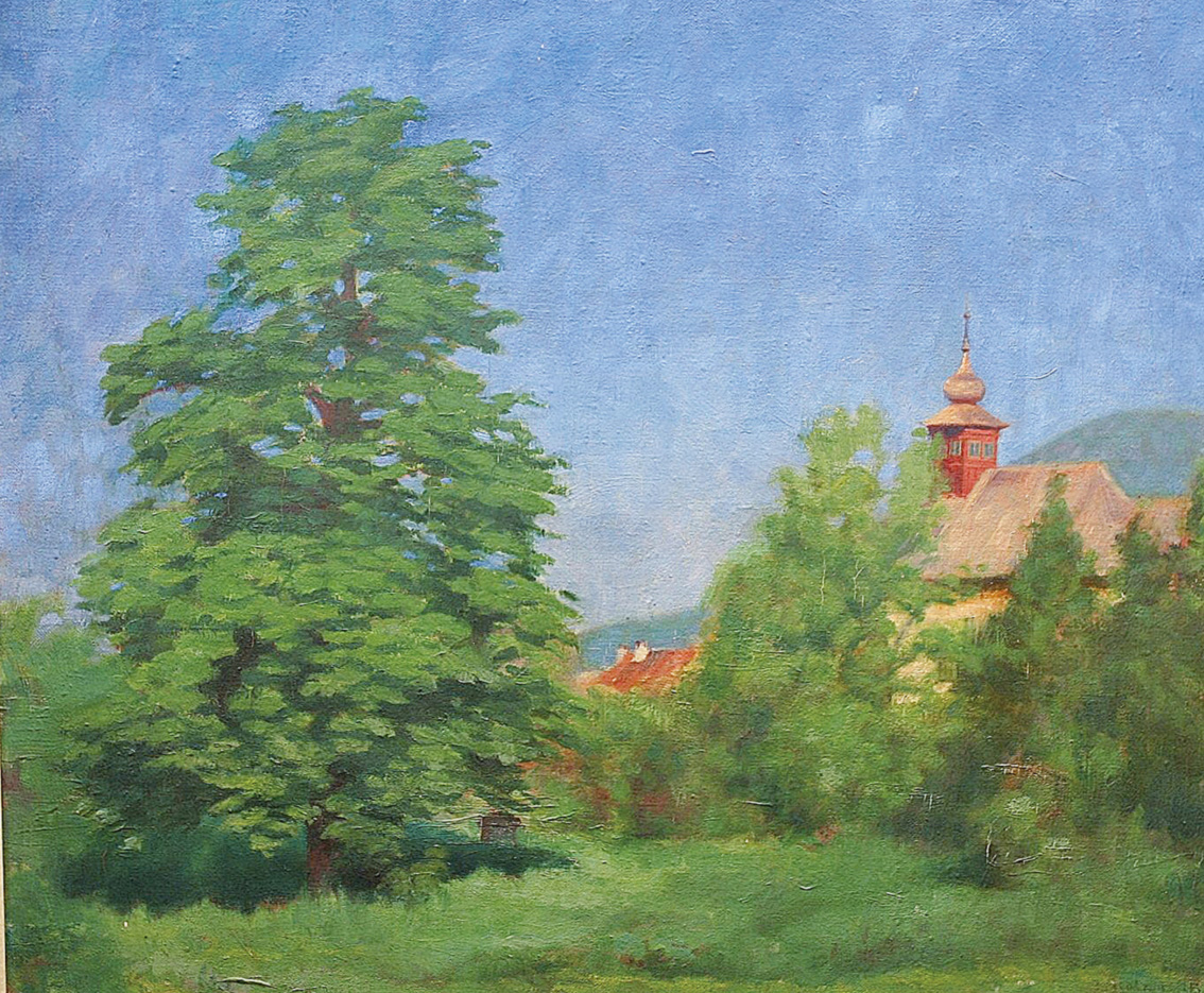 A landscape with a church