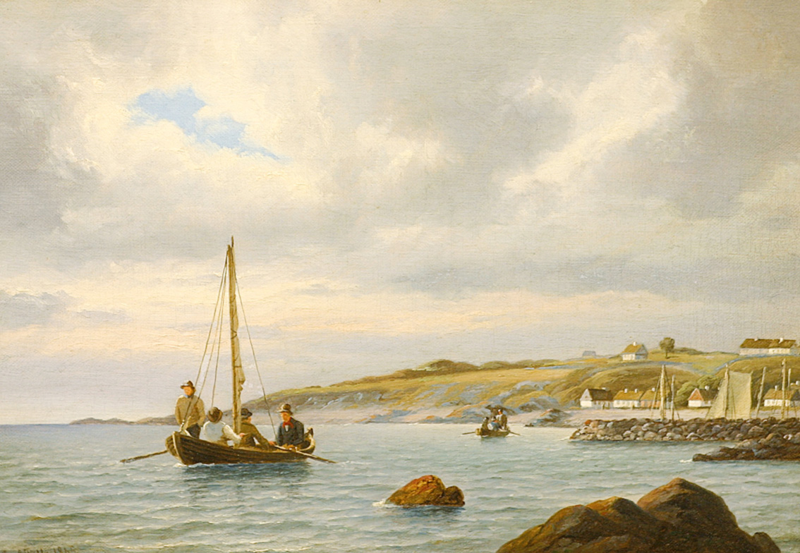 Carl Ludvig Bille - Ruderbootpartie vor dänischer Küste Ruderbootpartie vor dänischer Küste