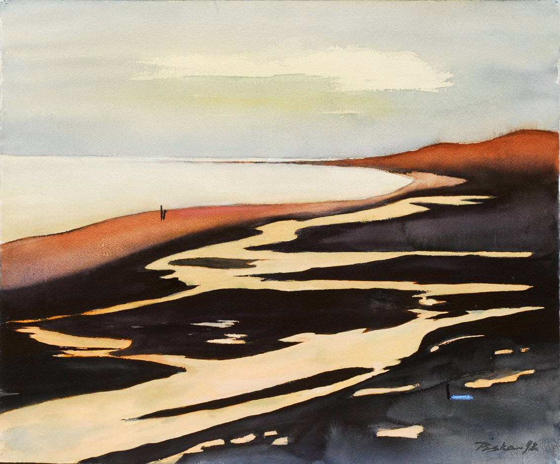 A pair of watercolours: tidelands and clouds