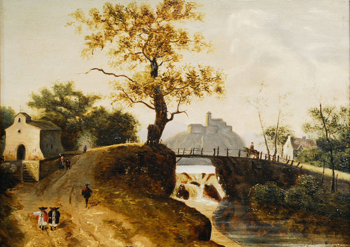 A landscape with a cloister
