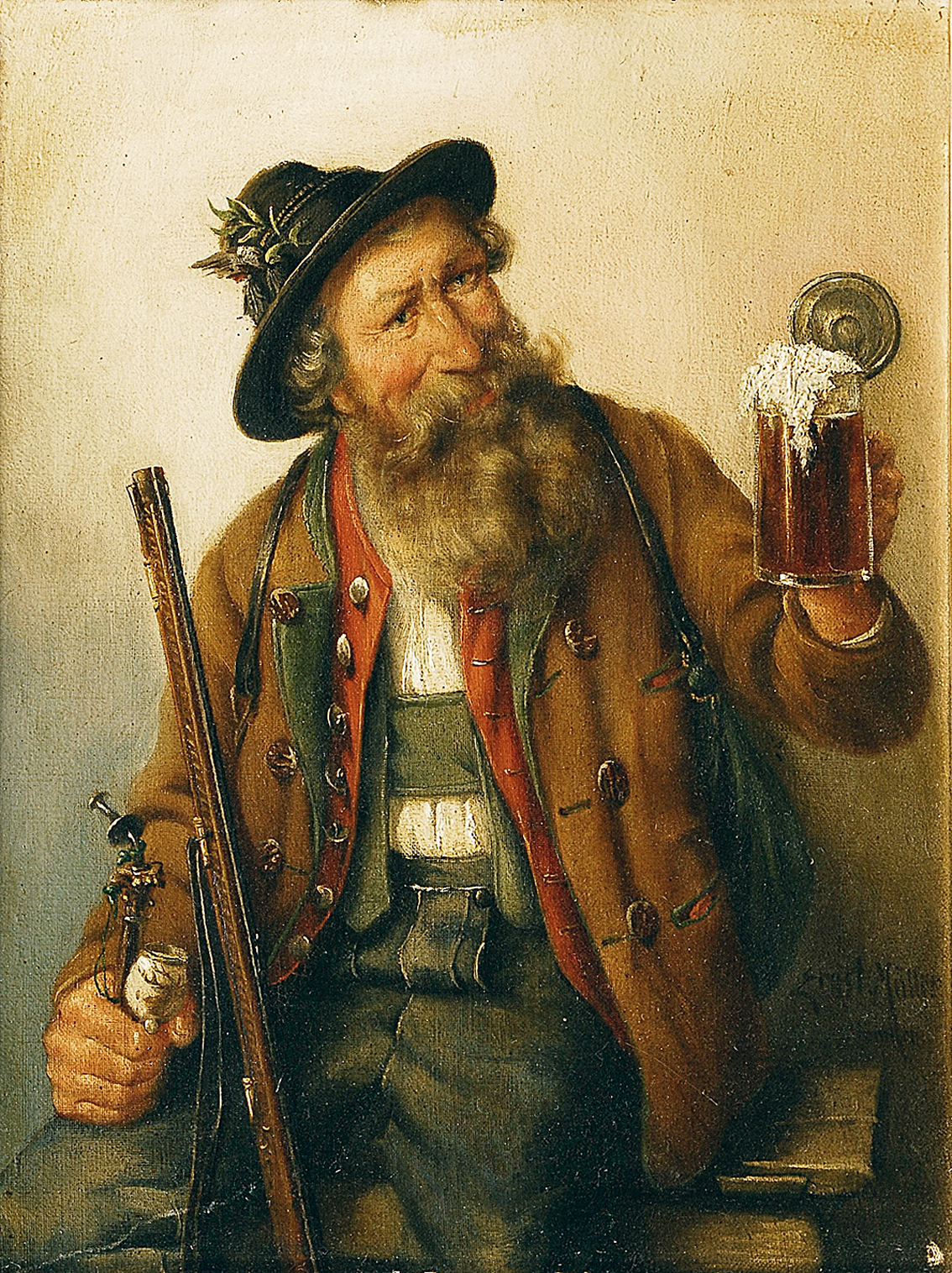 A bearded Bavarian with a jug of beer