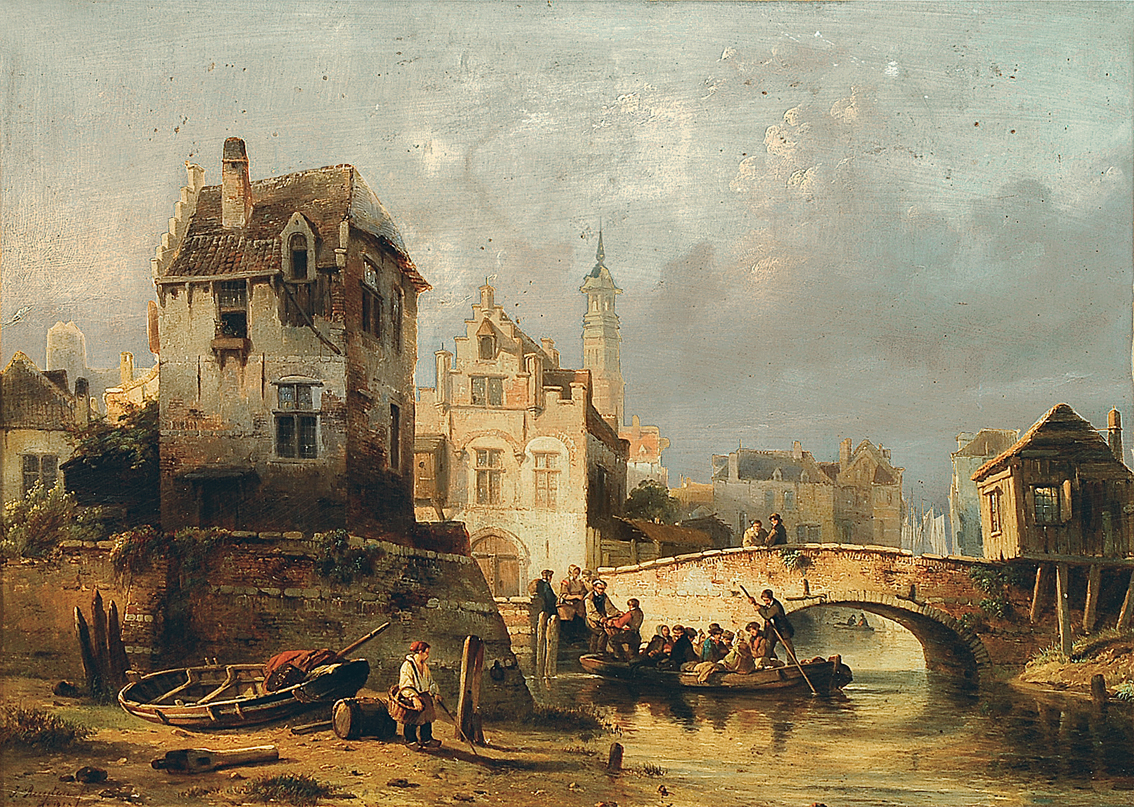 Holländische Stadt an einem Fluß