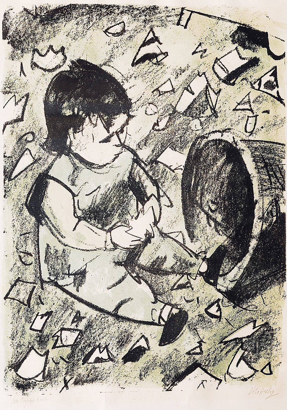 Spielendes Kind vor einem Papierkorb