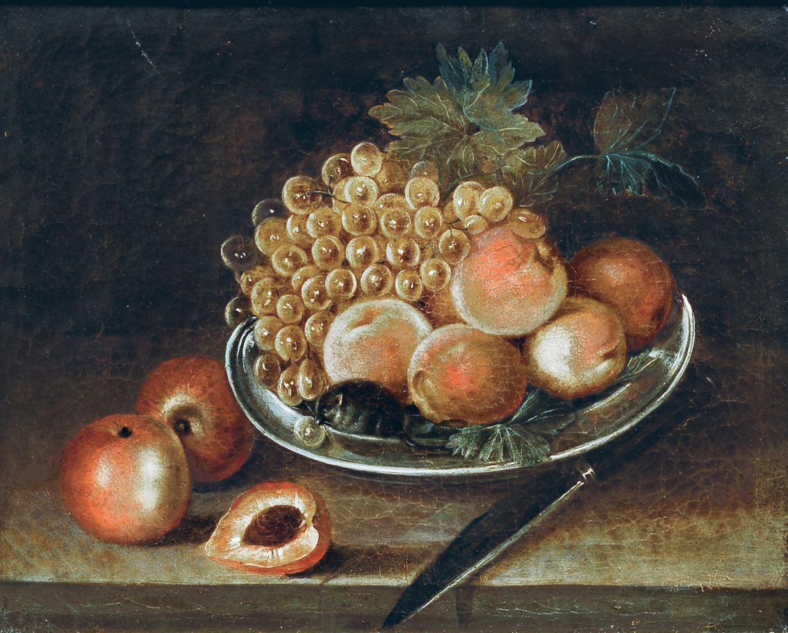 A still life with fruits and a mouse
