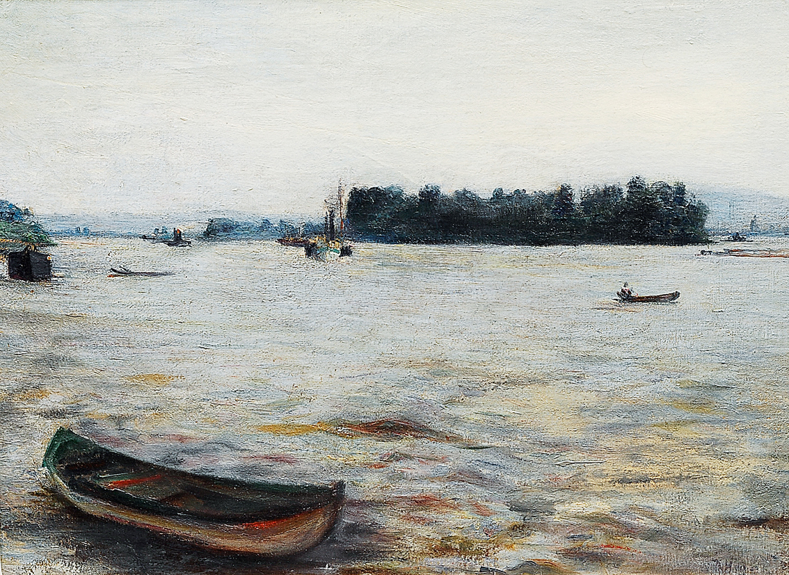 Steamers and boats on a river
