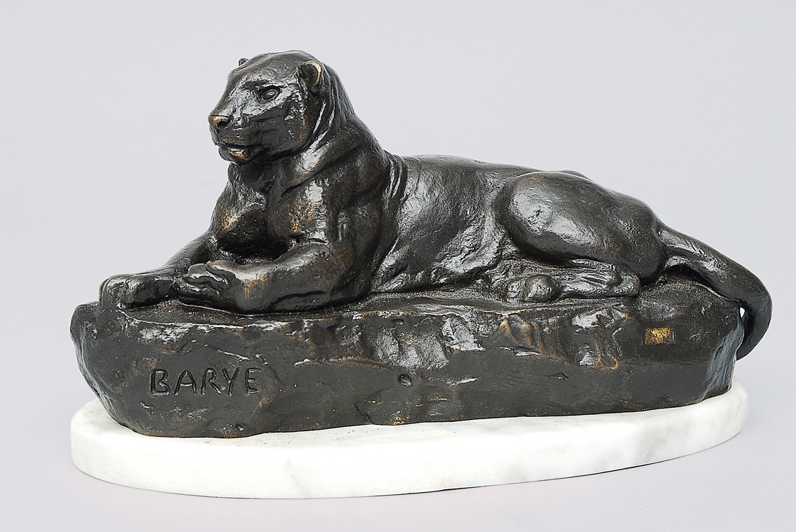 Bronze-Figur 'Liegender Jaguar'