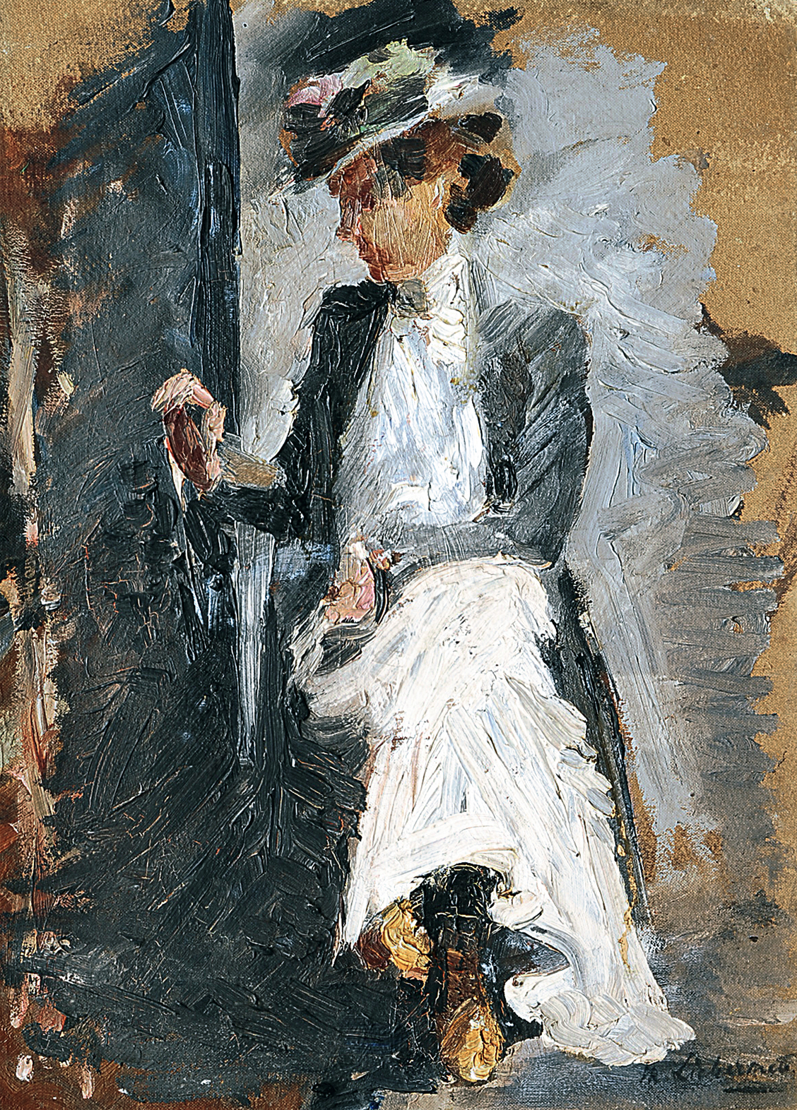 A seated lady with a hat