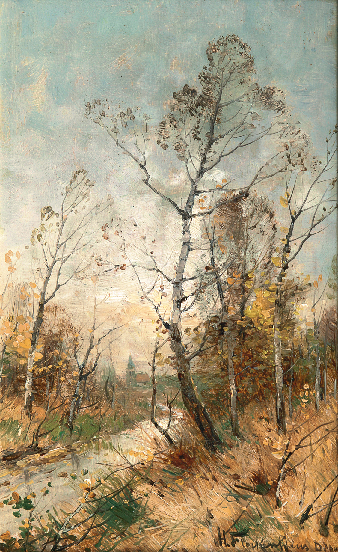 An autumn landscape with birches