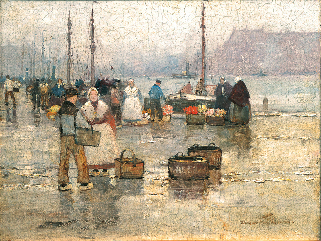 A Dutch harbour and fish market