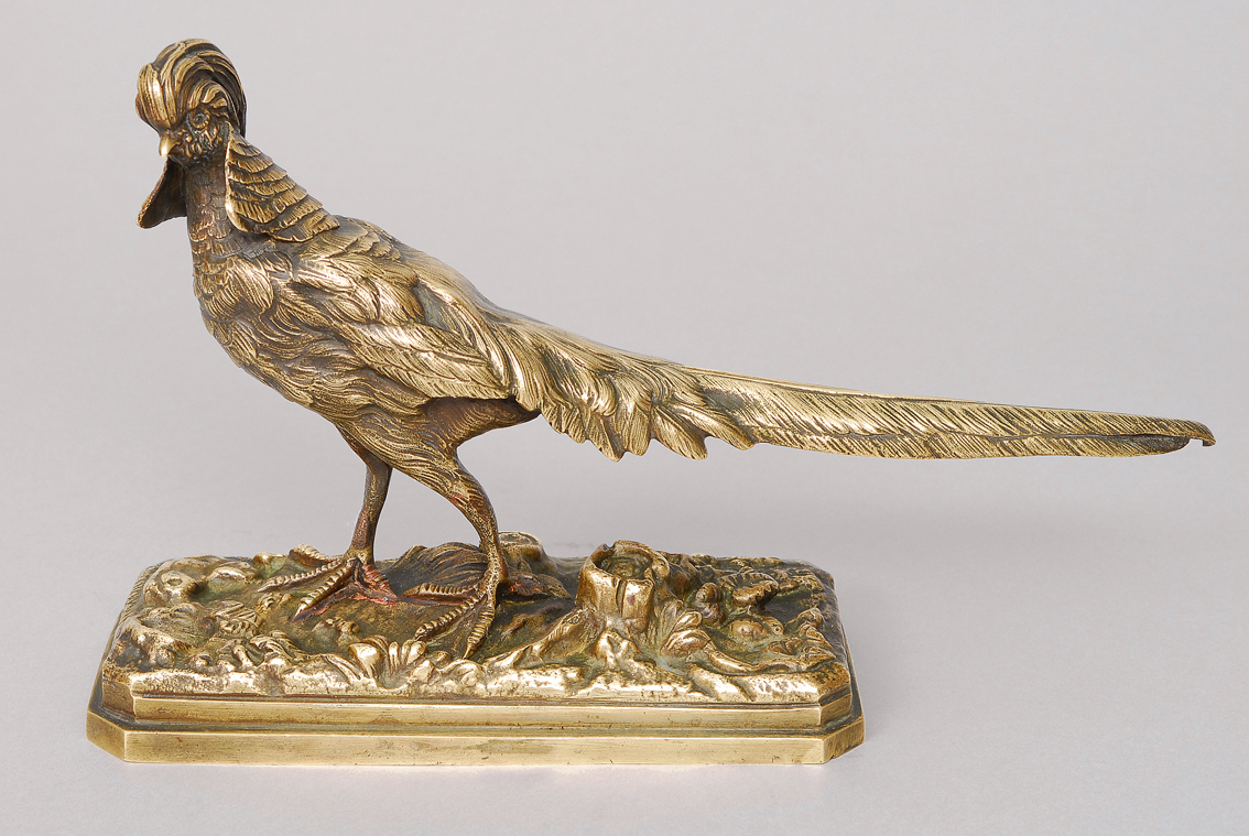 A bronze figure 'Golden Pheasant'