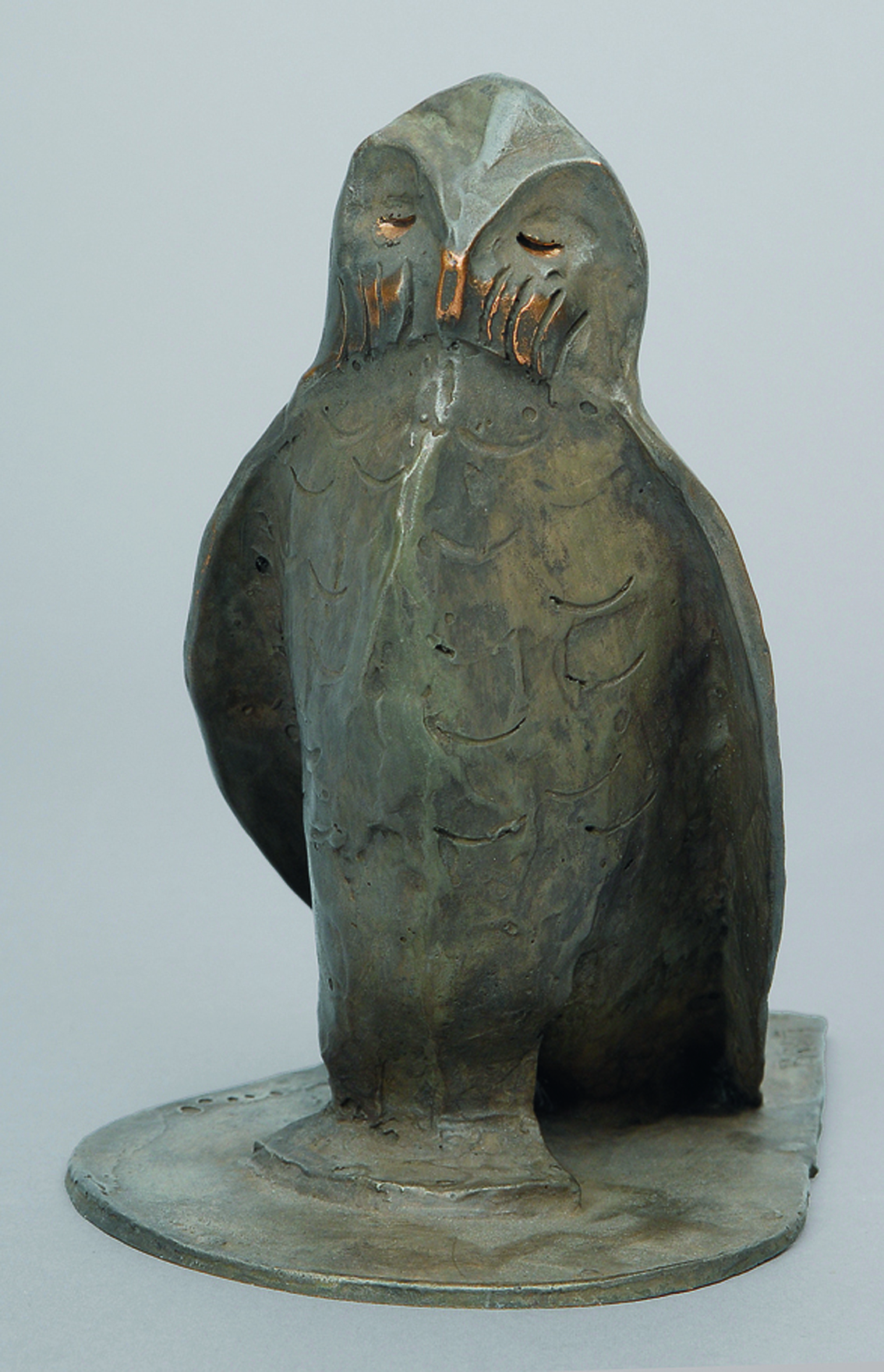 A rare modern bronze figure 'owl'