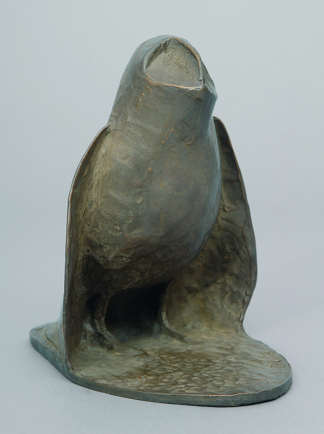 Moderne Bronze-Figur 'Schleiereule'