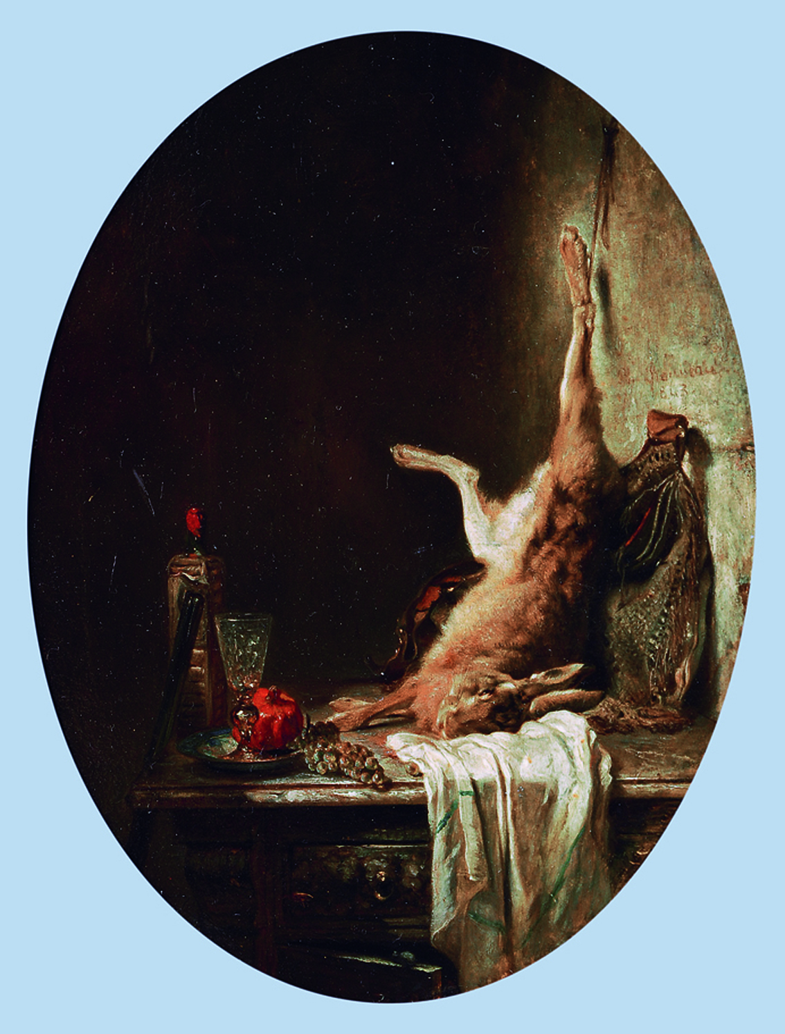 A still ife with grapes and hare