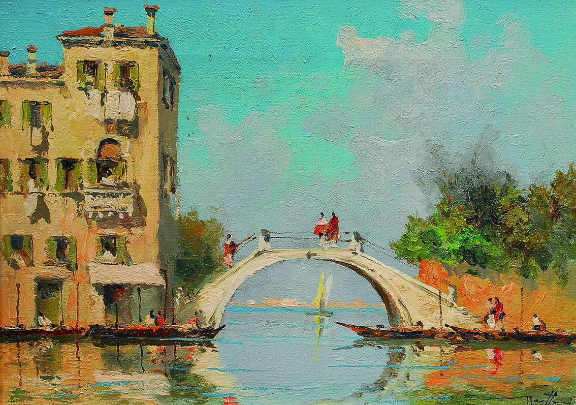Außenhafen von Venedig mit Brücke